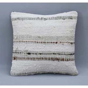 Funda de Almohada de Kilim Turco Anudada a Mano (Beige) 18 X 18 Rc_27212 - Product Image 1