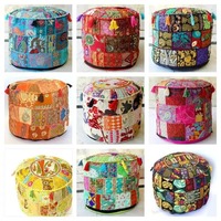 Khambadiya Patchwork Coton Pouf/Ottoman Couverture À La Main Décor À La Maison art Patchwork Salon Ottoman Couverture en gros Lot