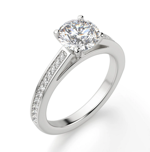 Bague de fiançailles en diamant Moissanite taille ronde pavé brillant sertie en argent sterling pour femme pour mariage prix de gros disponible - Product Image 2