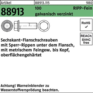 Hex Flange <b>Screw</b> R 88913 Locking Rib VG M14x1.5x35-100 Pcs Pack - Product Image 1