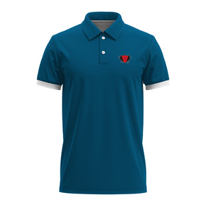 Polo de hombre de 100% algodón al por mayor de secado rápido transpirable estampado personalizado 200g estampado liso de punto posición frontal del logotipo - Product Image 5