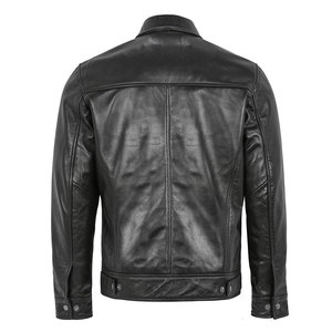 Veste en cuir pour homme à col rabattu pour usage extérieur, veste en cuir pour homme, veste en cuir grande taille - Product Image 4