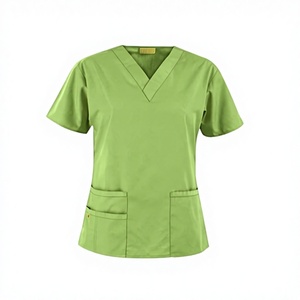 ชุดยูนิฟอร์มพยาบาลแบบ 2 ชิ้น ผ้าสแปนเด็กซ์/โพลีเอสเตอร์ ทอแบบสั้นแขนสั้น ระบายอากาศได้ดี แห้งเร็ว ไม่ยับ ใส่สบายสำหรับมืออาชีพ - Product Image 1