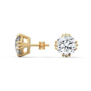 Boucles d'oreilles solitaires en or 14 carats avec diamant rond de 1,3 carat - Product Image 1