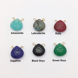 925หัวใจ12มม. สีเขียวมรกตย้อมสีทองชุบลวดจี้มรกตสำหรับเป็นของขวัญ - Product Image 6