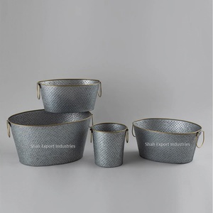 Nuevo diseño, 4 piezas, juego de cubos galvanizados de Metal, juego de artículos de bar para bañera de vino para fiestas, y Bar Club, juego de cubos martillados - Product Image 1