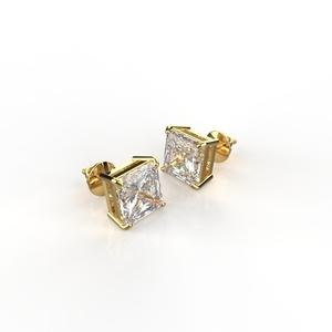 Avarta Jewellery Oro de 18K 1 quilate Cada uno Moissanite Princess Cut Stud Pendientes - Product Image 2