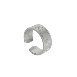 Adjustable <b>Silver</b> <b>Toe</b> <b>Ring</b> Cross Heart Design Gold Plated Stainless Steel Wedding Engagement Featuring Diamond Main Stone Daily - Product Image 1