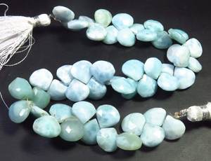 8 Brins Larimar Gems Perles En Forme De Coeur Pectolite Bleu Naturel À Facettes 9-10mm Lot En Gros - Product Image 4