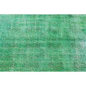 Tapis turc à accents traditionnels, 3,2x6,6 pieds, tapis vintage, tapis en laine unie verte - Product Image 5