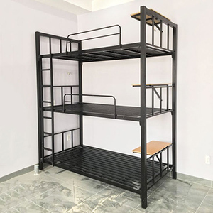 Stainless Steel 3-Tier Adjustable Height <b>Space</b>-<b>Saving</b> Bunk <b>Beds</b> with Desk Included for Adults-Home & Warehouse Furniture - Product Image 1