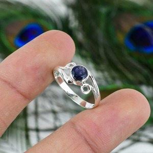 Piedra preciosa natural Lolita cabujón sólido 925 plata esterlina anillo hecho a mano joyería plata esterlina 925 anillo estampado joyería - Product Image 2