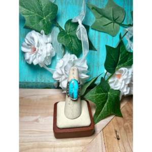 Handmade Navajo Egyptian <b>Turquoise</b> & Sterling Silver <b>Ring</b> Size 6.75 Bezel Setting Everyday Meditation Jewelry - Product Image 1