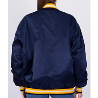 University of Notre Dame Blue Satin Bomber Jacket Classic Varsity Look para estudiantes