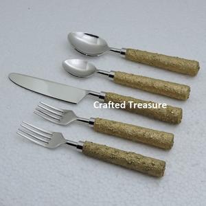 Cubiertos elegantes con mango de resina, juego de boda de acero inoxidable, 4 Uds., cubiertos para utensilios de cocina, vajilla y juego de cucharas de postre - Product Image 4