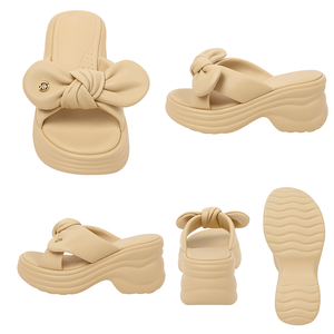 รองเท้าแตะส้นเตี้ยเปิดนิ้วเท้าสำหรับผู้หญิง, รองเท้าส้นแบนผูกโบว์ PU สำหรับฤดูร้อน - Product Image 5