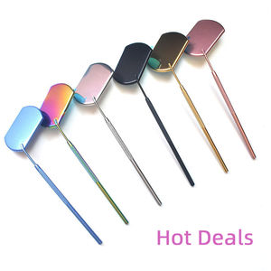 Miroir à cils en acier inoxydable carré, motif papillon et fleur, outil de maquillage à marque privée pour les artistes des cils, extension de cils beauté - Product Image 2