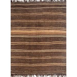 Tapis en jute et chanvre noués à la main Nuray rayés beige et marron Paem-1056 pour usage domestique - Product Image 1