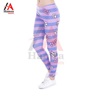 Colorful Striped Purple Yoga Leggings High Waist Stretchable 180 GSM Polyester Comfortable Soft Fabric Activewear Womens Legging - Product Image 2