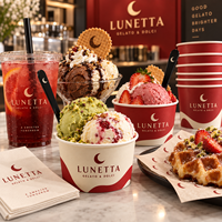 Gobelets à glace artisanale personnalisés AT PACK avec logo |   Bols, cuillères et fournitures à emporter de qualité supérieure pour les cafés et les gelaterie