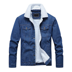 Veste denim d'hiver doublée en coton pour hommes, chaude, noire, bleue, vêtements d'extérieur élégants, avec logo personnalisé à l'avant, vente en gros - Product Image 4