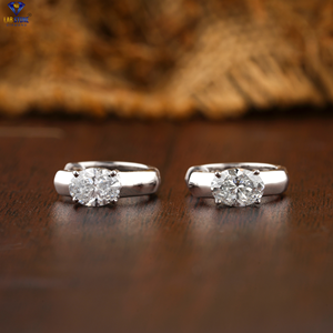 0.90 TDW ovale coupe diamant boucle d'oreille 18k or blanc Labgrown diamant Hpht/Cvd diamant bijoux - Product Image 2