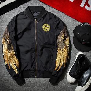 Embroidered Double Sided Jacket 2023 Spring Autumn Oversized Baseball Jacket <b>Men's</b> Long Sleeve Casual Quilted <b>Coats</b> Wholesale - Product Image 1