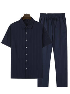 Trajes de playa informales de dos piezas para primavera y verano para hombre de fabricante al por mayor con ropa transpirable de poliéster 100% teñida sólida - Product Image 3