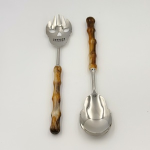 Ensemble de serveurs à salade décoratifs en acier inoxydable, fabriqués à la main avec une poignée en résine, avec boîte, ensemble de service de cuisine - Product Image 6
