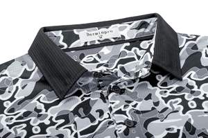 Chemise de golf décontractée personnalisable pour homme, motif camouflage, logo frontal, séchage rapide, évacuation de l'humidité, manches courtes, tissu tricoté - Product Image 4