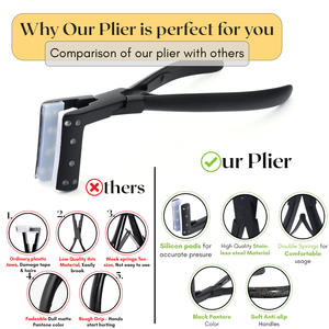 Herramientas de salón de acero inoxidable negro de alta calidad, cinta de fácil agarre, extensiones de trama, alicates, almohadillas de silicona para distribución de extensiones de cabello - Product Image 6