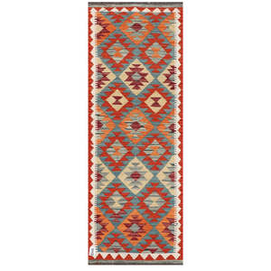Alfombra Kilim de Maimana, Afganistán, 183 x 66 cm, Alfombra Afgana Tradicional Hecha a Mano - Product Image 1