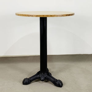 Mesa de Centro Redonda de Madera Estilo Bistro Industrial, 60 cm de Diámetro, Tablero de Madera Maciza, Patas de Hierro Fundido - Product Image 2