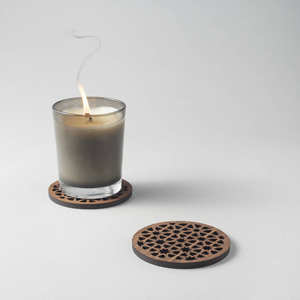 Sous-verres en noyer sous-verres en bois ensemble de six sous-verres en bois Viraaj numérique motif marocain - Product Image 2