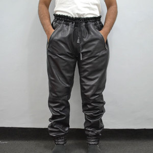 Pantalon en cuir taille moyenne pour hommes le plus vendu vêtements d'hiver de Style High Street pour une utilisation en plein air jean droit tricoté - Product Image 4
