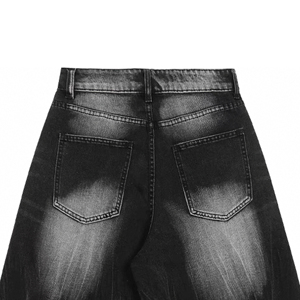 กางเกงยีนส์ขาสั้นทรงหลวมสำหรับผู้ชายแบบกำหนดเองฤดูร้อนระบายอากาศได้ขากว้างเอวปานกลางสไตล์ญี่ปุ่นผ้าทอลายสีทึบผ้ายีนส์ซักได้ - Product Image 4