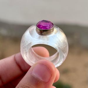 Natural Crystal Quartz Gemstone <b>Ring</b> Beautiful Statement <b>Ring</b> Unique Hand Carved Crystal Quartz Jewelry <b>For</b> Women And <b>Men</b> - Product Image 3