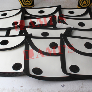 Custom Design Best Quality White <b>Leather</b> <b>Apron</b> Masonic Regalia <b>Apron</b> with Rosettes for Sale - Product Image 5