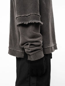 Custom Sweatshirt Distressed Double Sleeve Oversize <b>Vintage</b> Crewneck Acid Washed Out Hoody jumper <b>Sweater</b> For Unisex Sweatshirts - Product Image 6