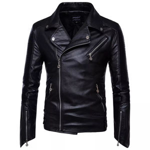 Suministro de fábrica de chaquetas de cuero genuino para hombres | Abrigo de motociclista con logotipo personalizado | Prendas de abrigo de PU ajustadas Vintage para invierno para hombres - Product Image 1