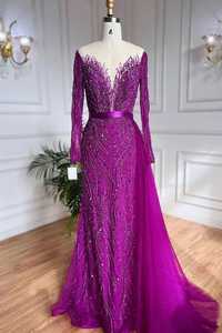 ชุดราตรีทรงเอไลน์ที่มีความยาวพื้นด้วยผ้าโพลีเมชประดับมุกและเลื่อมป้องกันไฟฟ้าสถิตย์สำหรับงานปาร์ตี้ - Product Image 5