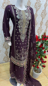 NEW 3 Piece Chiffon <b>Suit</b> | Shalwar Qameez Pakistani <b>Dresses</b> <b>for</b> <b>Women</b> | Indian Pakistani Clothing Saaree Anarkali <b>Dress</b> Kurti - Product Image 3
