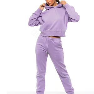 Conjunto de Sudadera con Capucha para Mujer, 100% Algodón, Transpirable, de Secado Rápido, Estilo Urbano, Color Sólido, con Cintura Elástica y Bolsillos Laterales, Corte Regular - Product Image 6