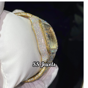 ราคาถูก41มม. หรูหราฮิปฮอป Moissanite นาฬิกาผ่านเพชรทดสอบ VVS Moissanite