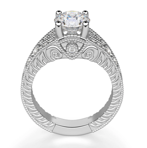 Anillo de diamante de moissanita vintage de corte redondo con vástago dividido de plata de ley para bodas o fiestas, exportación directa desde la India - Product Image 3