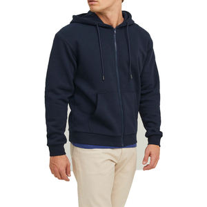 Sweat-shirt à capuche en molleton uni de haute qualité pour homme, streetwear, logo personnalisé, coupe oversize, vente en gros, style hip-hop, fermeture éclair, OEM - Product Image 5