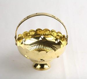 Shubham ตะกร้า pooja ทองเหลืองบริสุทธิ์, กระเช้าดอกไม้, archanai koodai pooja-ของตกแต่งบ้าน - Product Image 1