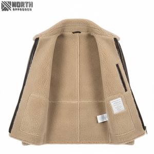 เสื้อโค้ทผู้ชายขนเฟอร์นักบินขนยาวฤดูหนาวมีซิปปิดสไตล์ไฮสตรีทหนังบางบริการบอมเบอร์ - Product Image 4