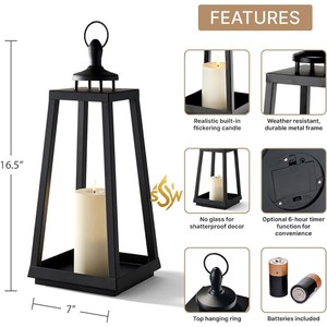 Dernière arrivée lanterne à suspendre en métal noir nouveau design lanterne à bougie unique pour la décoration de la maison fournitures de Noël - Product Image 5