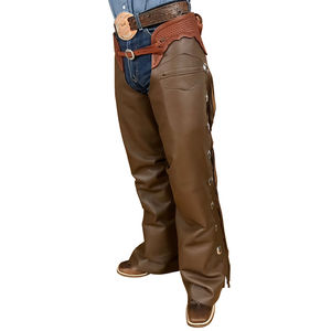 Équipement équestre : Chaps en cuir faits main, respirants, imperméables, coupe-vent, grandes tailles, pour sports de plein air, style western, course, complet - Product Image 2